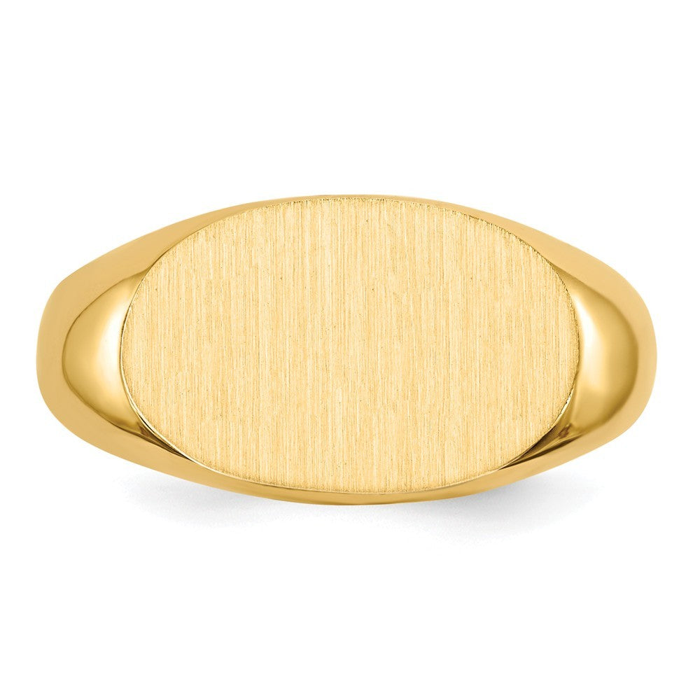 Mens Oval Signet Ring Custom Personalized with Free Engraving Available of Initials or Monogram in Solid 14K Yellow Gold