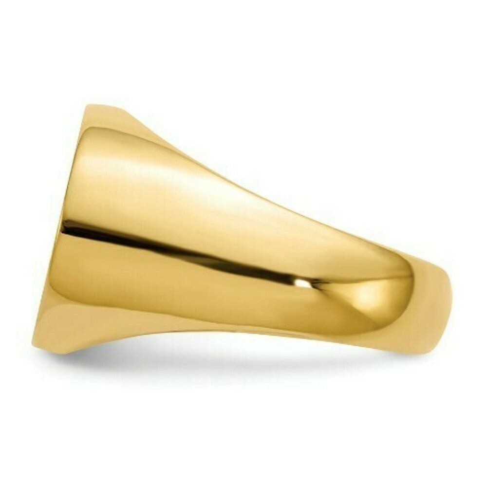 Mens Signet Ring Custom Personalized with Free Engraving Available of Initials or Monogram in Solid 14K Yellow Gold