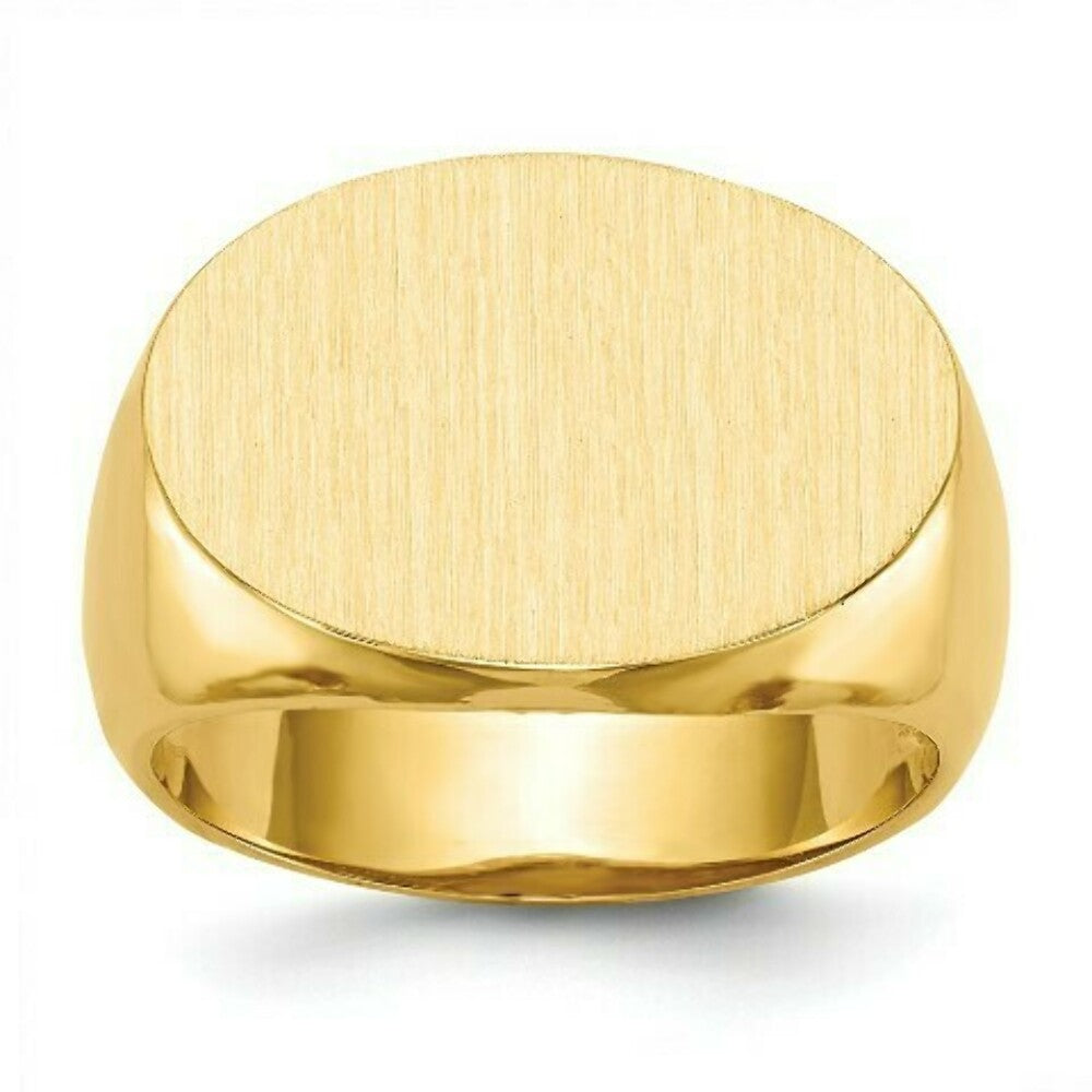 Mens Signet Ring Custom Personalized with Free Engraving Available of Initials or Monogram in Solid 14K Yellow Gold