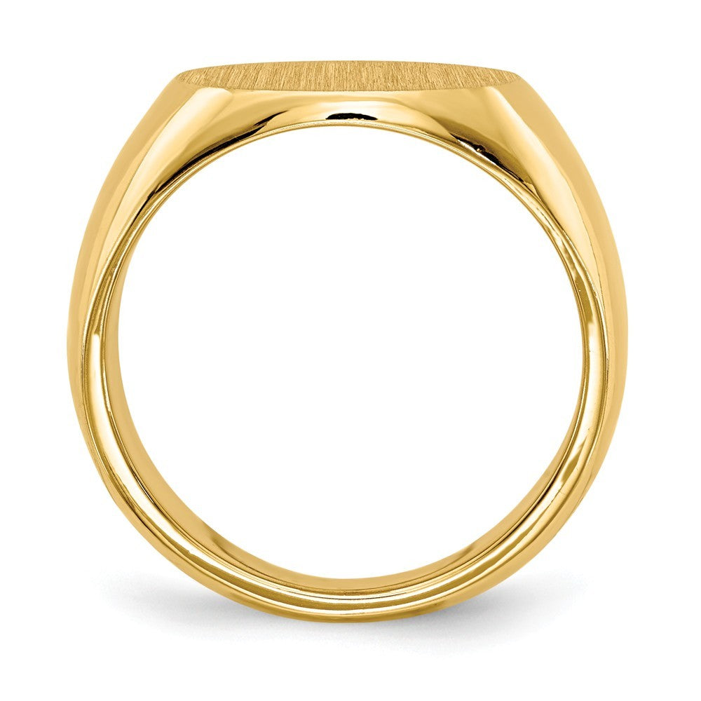Solid Closed Back Horizontal Oval Signet Ring Custom Personalized with Free Engraving Available of Initials or Monogram in Solid 14K Yellow Gold