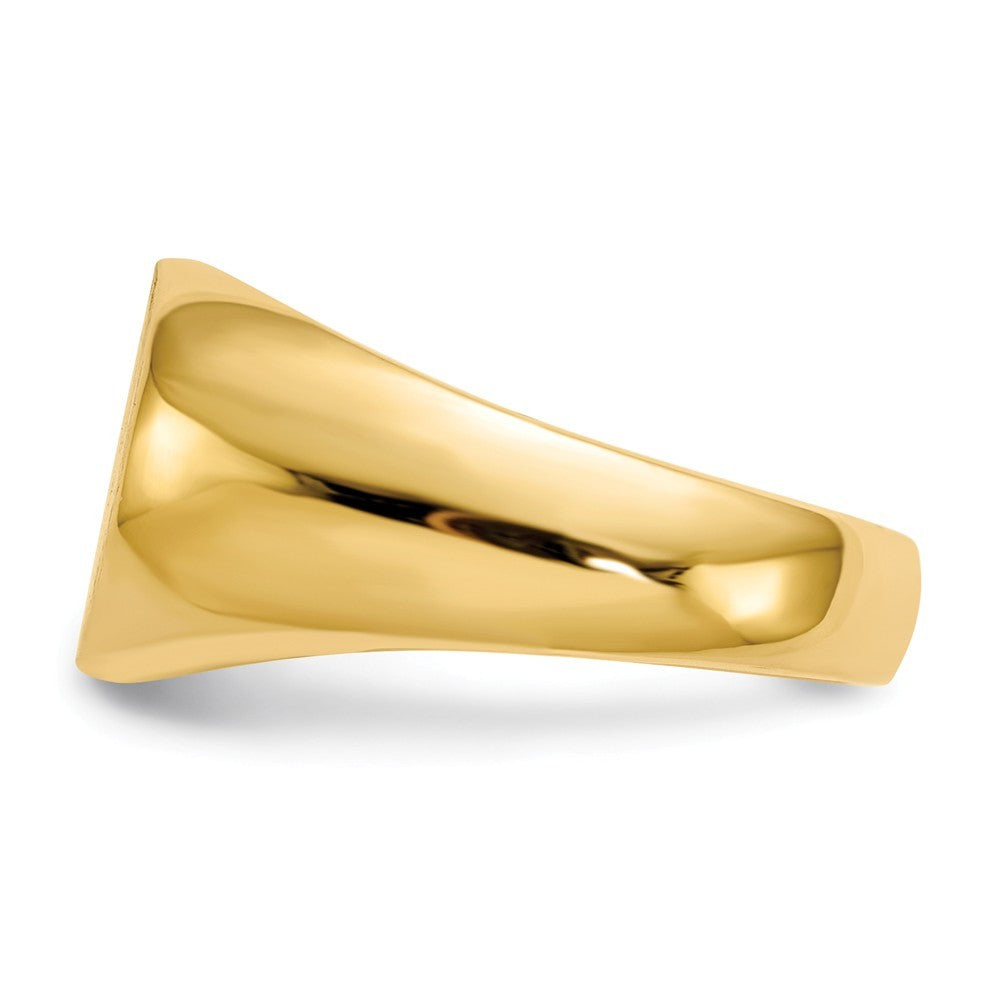 Solid Closed Back Horizontal Oval Signet Ring Custom Personalized with Free Engraving Available of Initials or Monogram in Solid 14K Yellow Gold