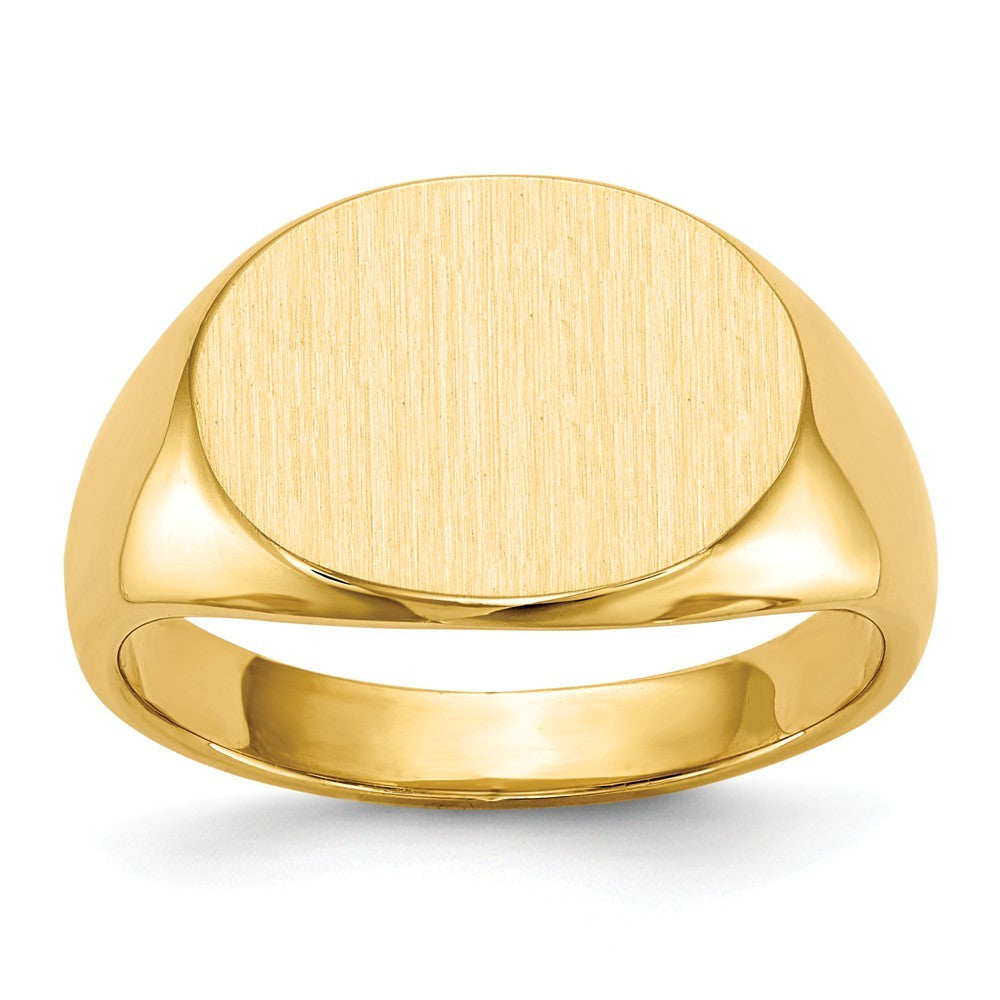 Mens Signet Ring Custom Personalized with Free Engraving Available of Initials or Monogram in Solid 14K Yellow Gold