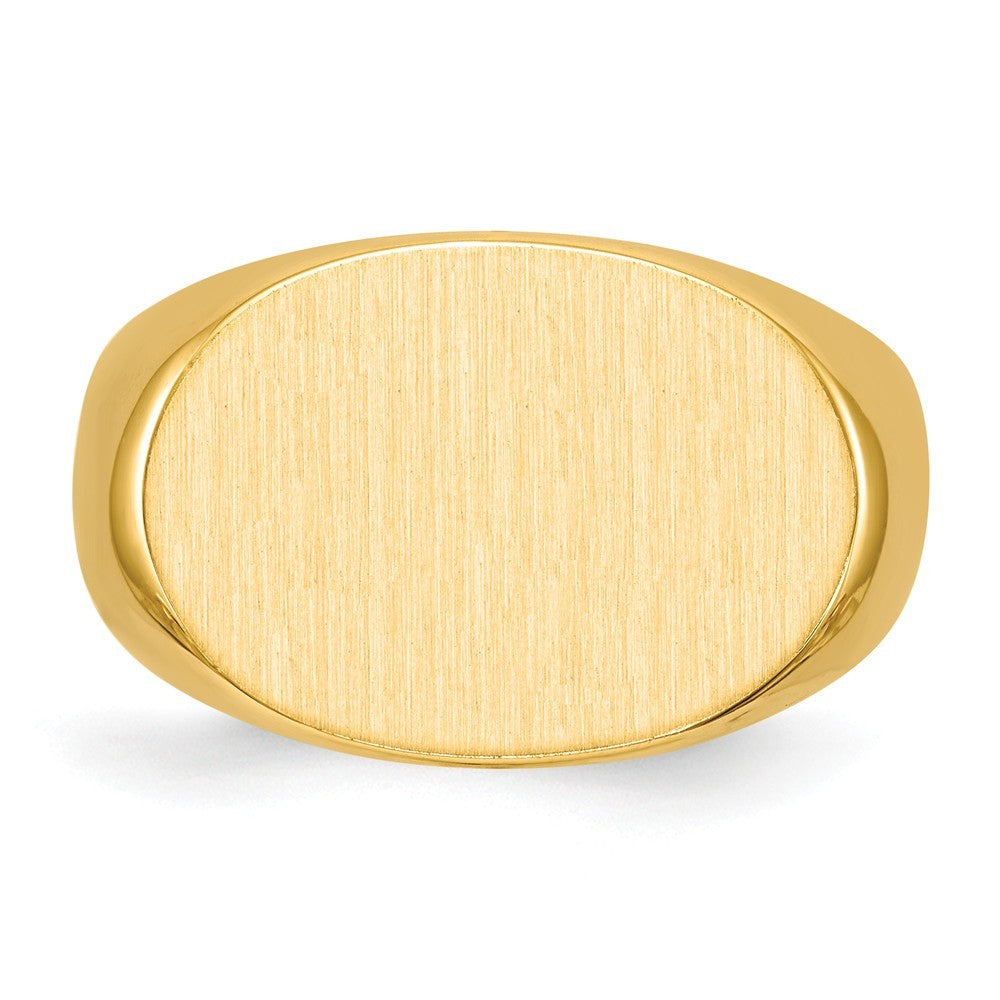 Mens Signet Ring Custom Personalized with Free Engraving Available of Initials or Monogram in Solid 14K Yellow Gold