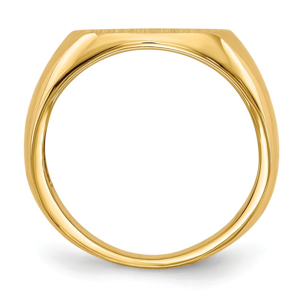 Open Back Horizontal Oval Signet Ring Custom Personalized with Free Engraving Available of Initials or Monogram in Solid 14K Yellow Gold