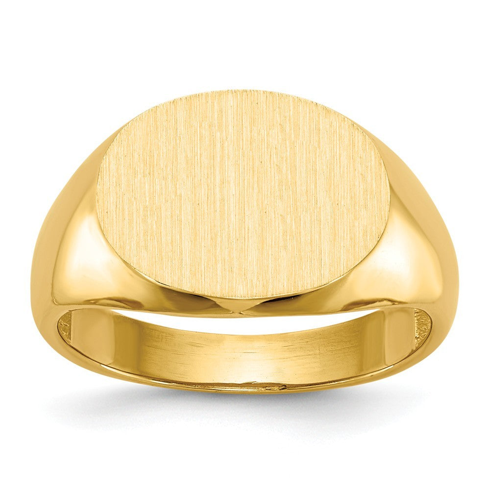 Mens Signet Ring Custom Personalized with Free Engraving Available of Initials or Monogram in Solid 14K Yellow Gold