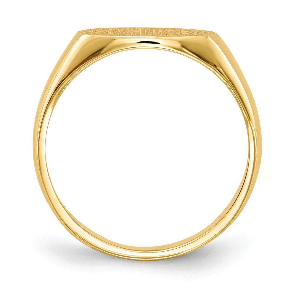 Solid Closed Back Horizontal Oval Signet Ring Custom Personalized with Free Engraving Available of Initials or Monogram in Solid 14K Yellow Gold