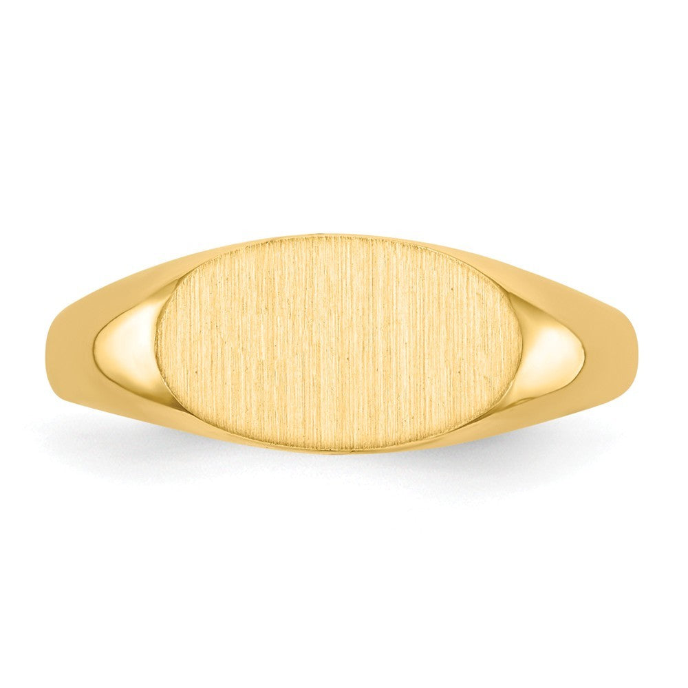 Solid Closed Back Horizontal Oval Signet Ring Custom Personalized with Free Engraving Available of Initials or Monogram in Solid 14K Yellow Gold