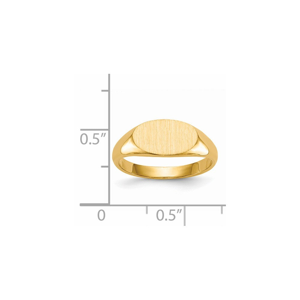 Solid Closed Back Horizontal Oval Signet Ring Custom Personalized with Free Engraving Available of Initials or Monogram in Solid 14K Yellow Gold