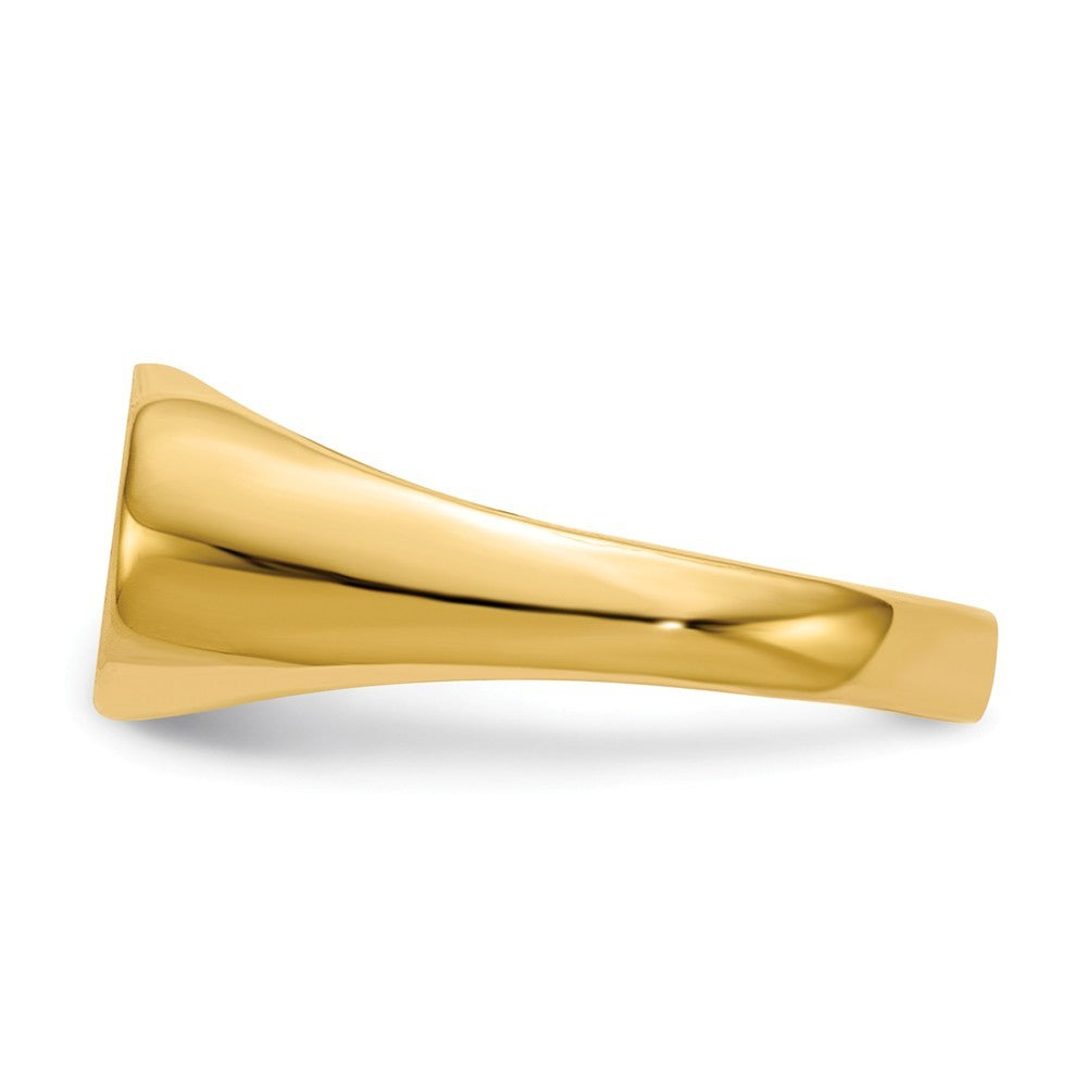 Solid Closed Back Womens Horizontal Signet Ring Custom Personalized with Free Engraving Available of Initials or Monogram in Solid 14K Yellow Gold