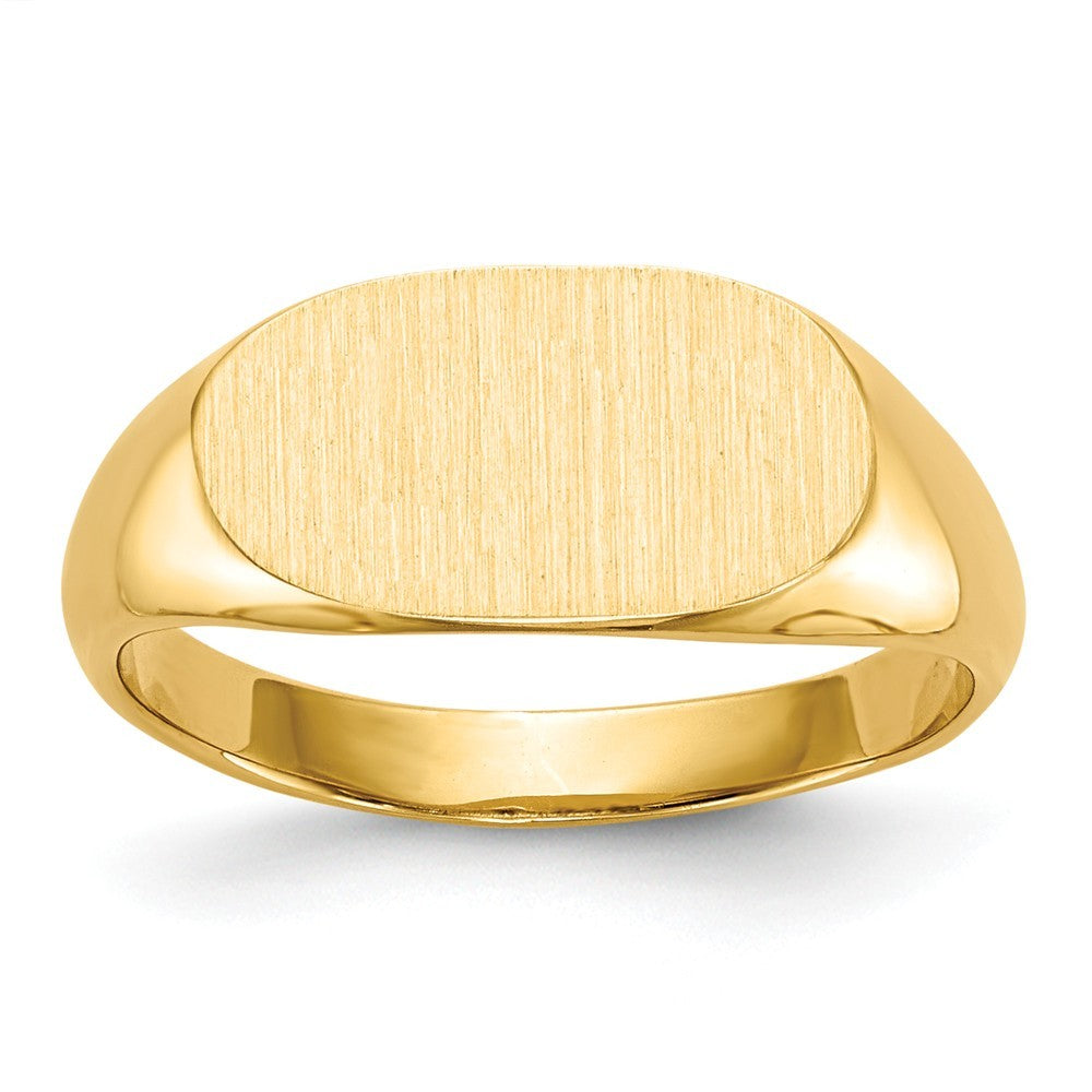 Solid Closed Back Womens Horizontal Signet Ring Custom Personalized with Free Engraving Available of Initials or Monogram in Solid 14K Yellow Gold