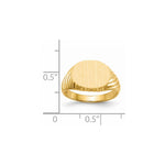 Load image into Gallery viewer, Open Back Swirl Ridge Sides Signet Ring Custom Personalized with Free Engraving Available of Initials or Monogram in Solid 14K Yellow Gold

