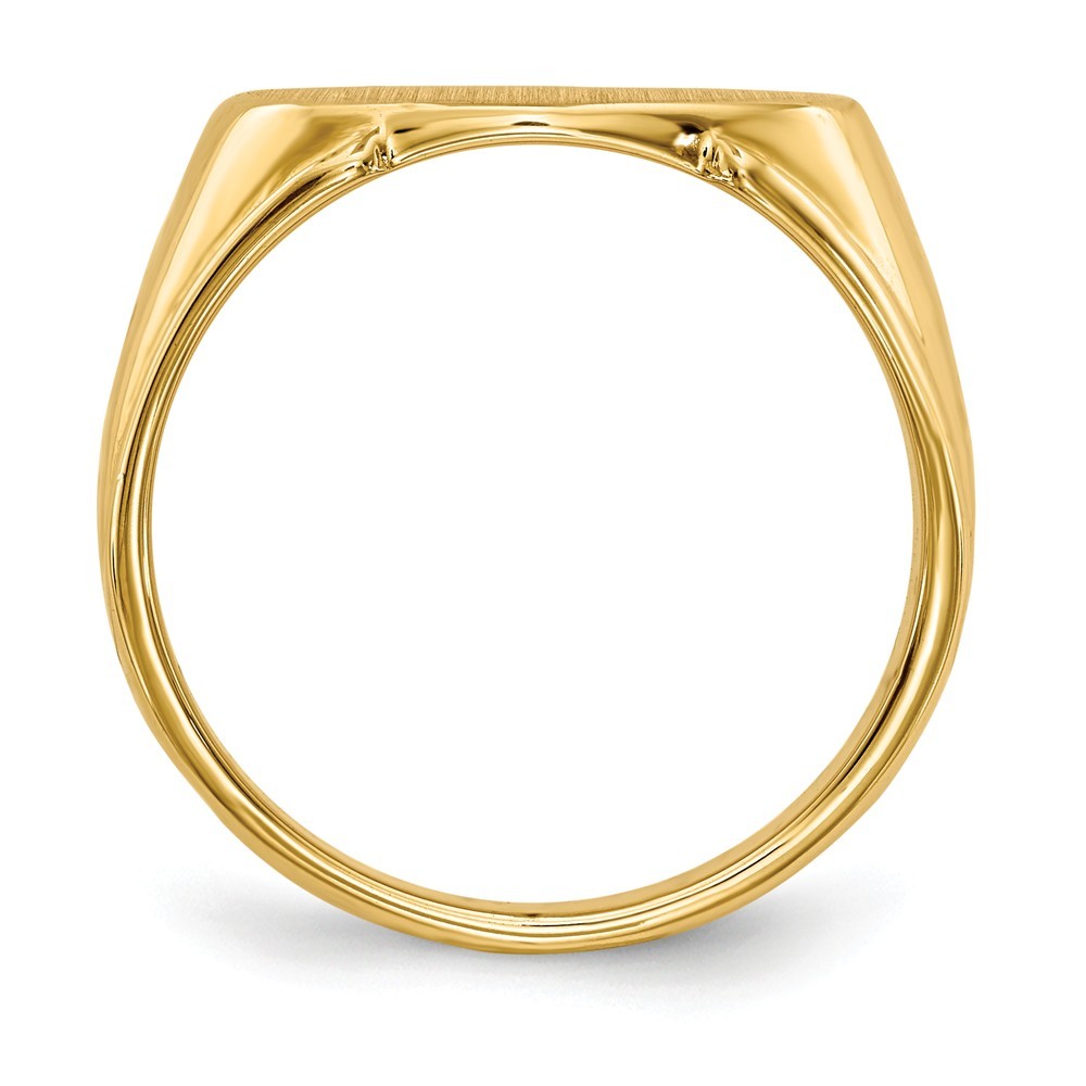 Solid Back Mens Large Horizontal Oval Signet Ring Custom Personalized with Free Engraving Available of Initials or Monogram in Solid 14K Yellow Gold