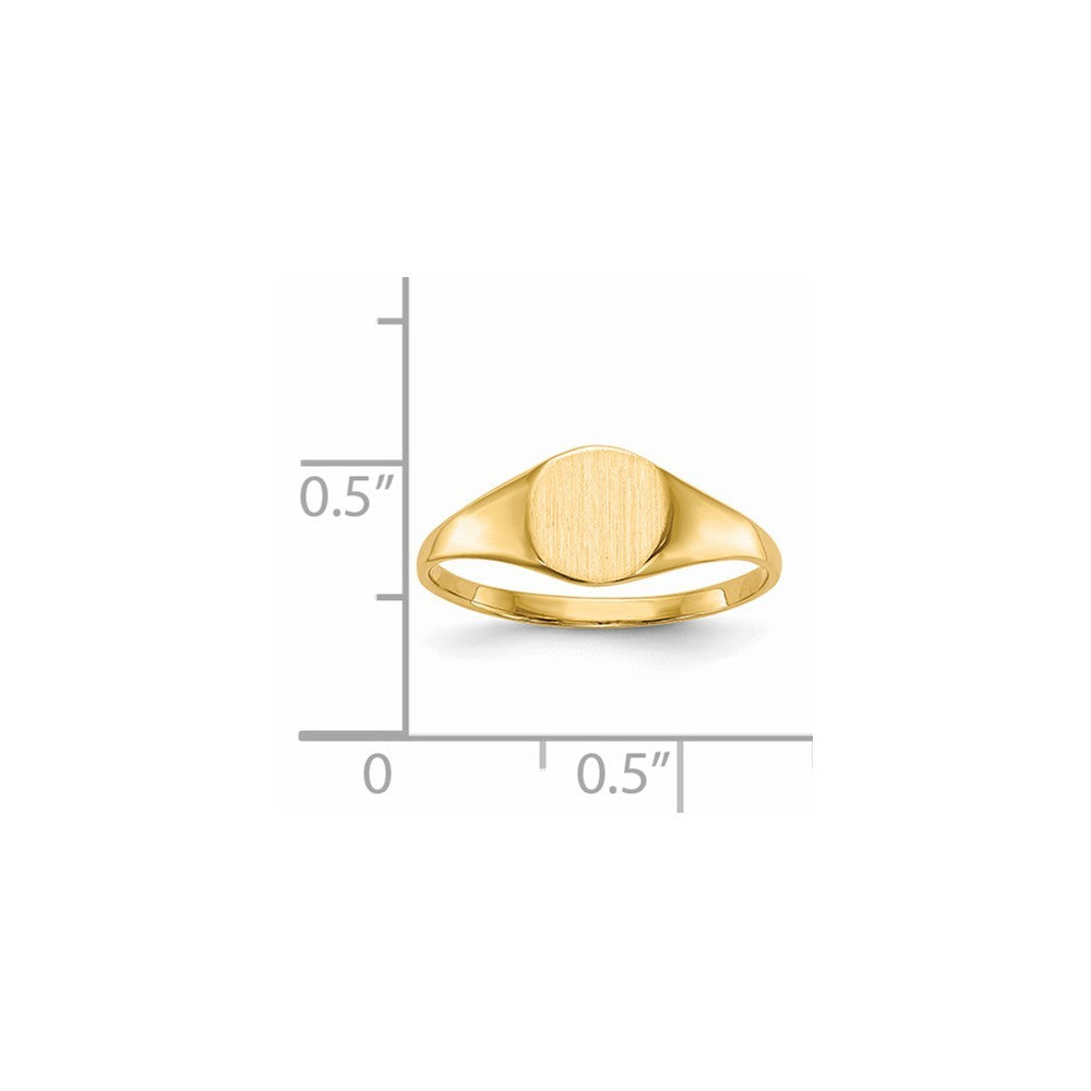 Solid Closed Back 7mm Round Signet Ring Custom Personalized with Free Engraving Available of Initials or Monogram in Solid 14K Yellow Gold
