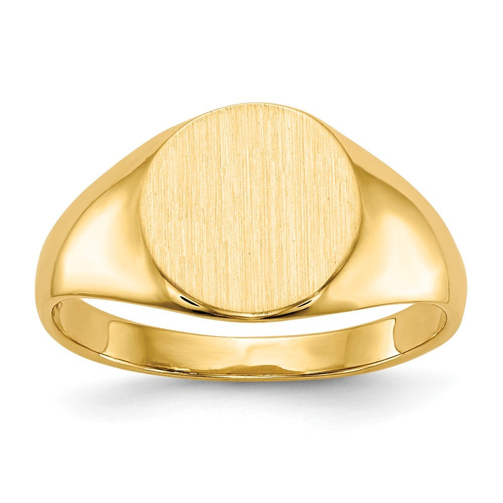 Solid Closed Back 9mm Round Signet Ring Custom Personalized with Free Engraving Available of Initials or Monogram in Solid 14K Yellow Gold