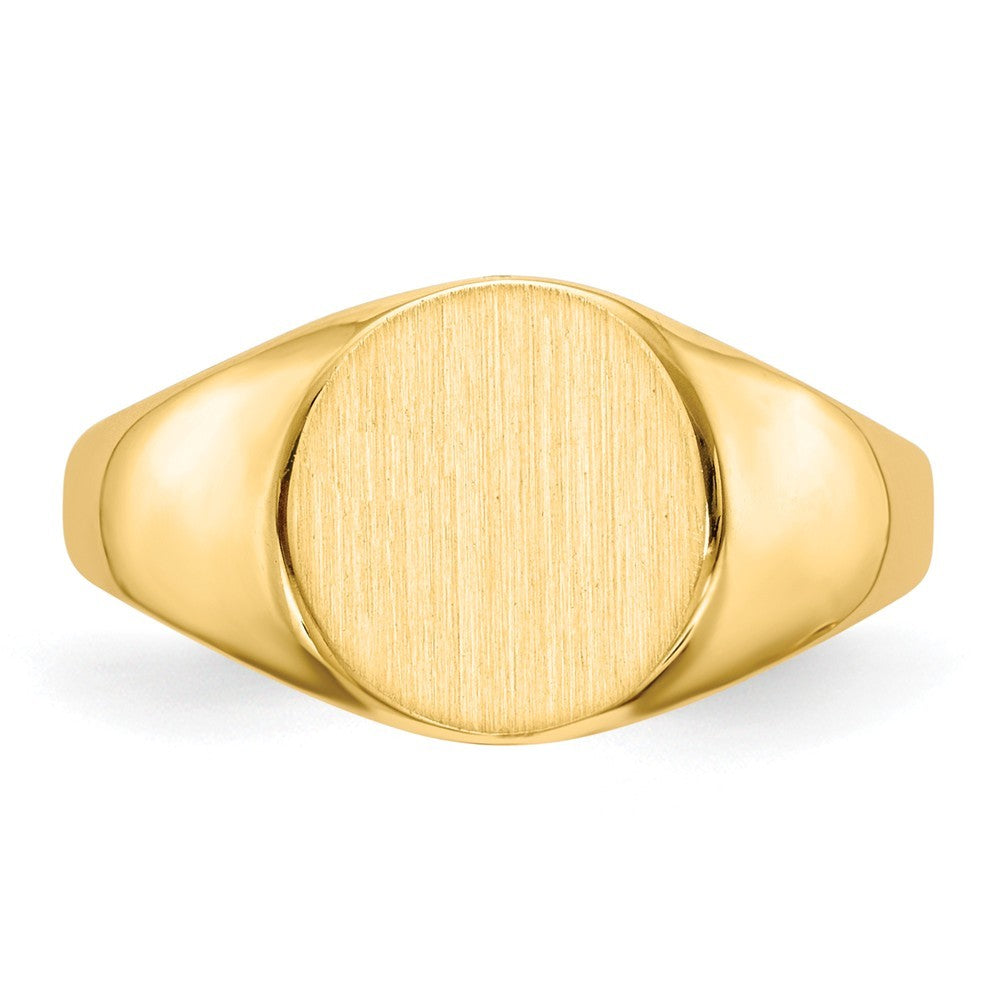 Solid Closed Back 9mm Round Signet Ring Custom Personalized with Free Engraving Available of Initials or Monogram in Solid 14K Yellow Gold