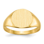 Load image into Gallery viewer, Solid Closed Back 9.8mm Round Signet Ring Custom Personalized with Free Engraving Available of Initials or Monogram in Solid 14K Yellow Gold
