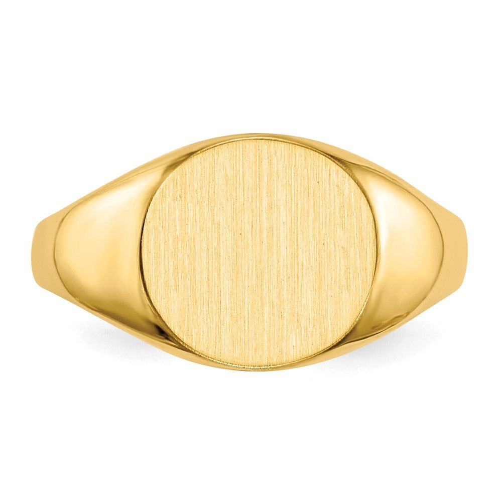 Solid Closed Back 9.8mm Round Signet Ring Custom Personalized with Free Engraving Available of Initials or Monogram in Solid 14K Yellow Gold