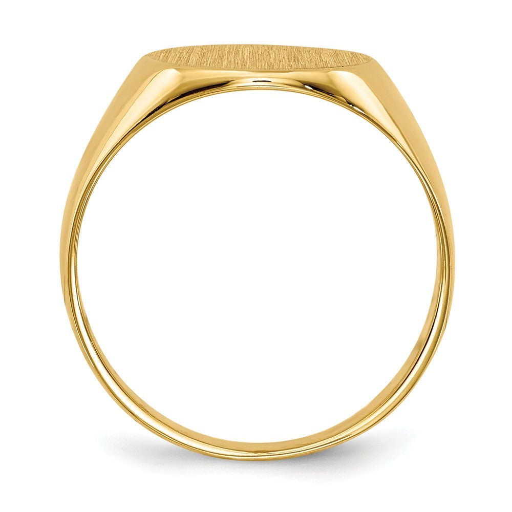Solid Closed Back 11mm Round Signet Ring Custom Personalized with Free Engraving Available of Initials or Monogram in Solid 14K Yellow Gold