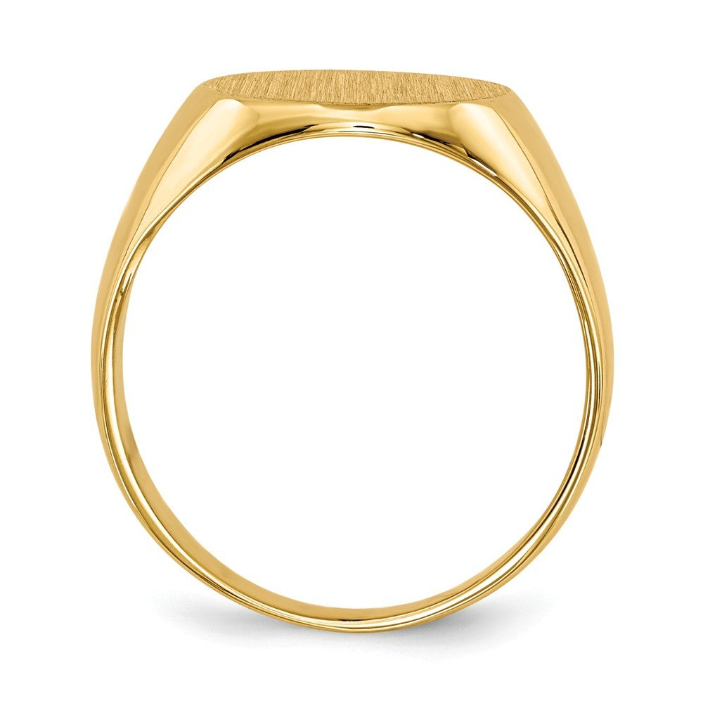 Solid Closed Back 12mm Round Signet Ring Custom Personalized with Free Engraving Available of Initials or Monogram in Solid 14K Yellow Gold