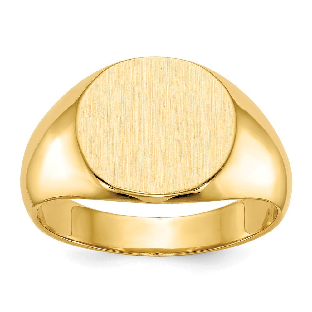 Mens Oval Signet Ring Custom Personalized with Free Engraving Available of Initials or Monogram in Solid 14K Yellow Gold