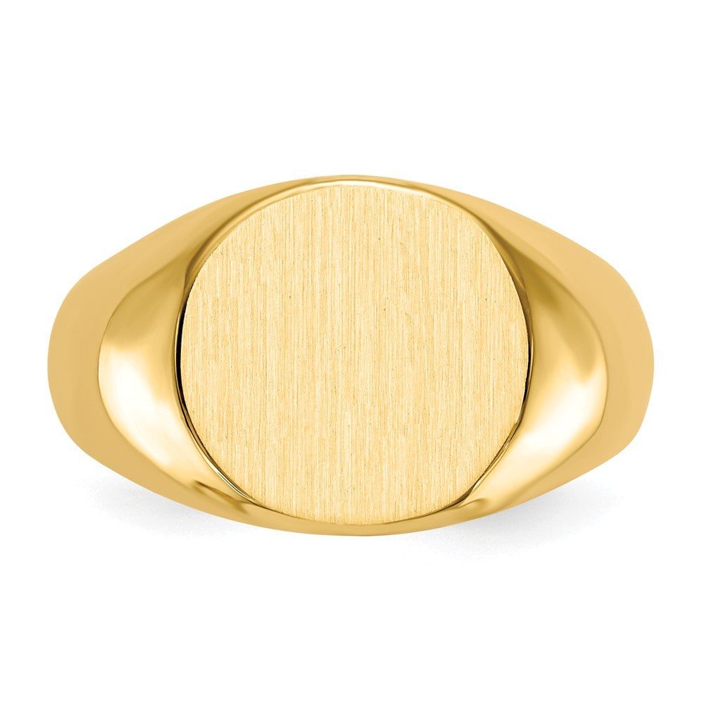 Mens Oval Signet Ring Custom Personalized with Free Engraving Available of Initials or Monogram in Solid 14K Yellow Gold