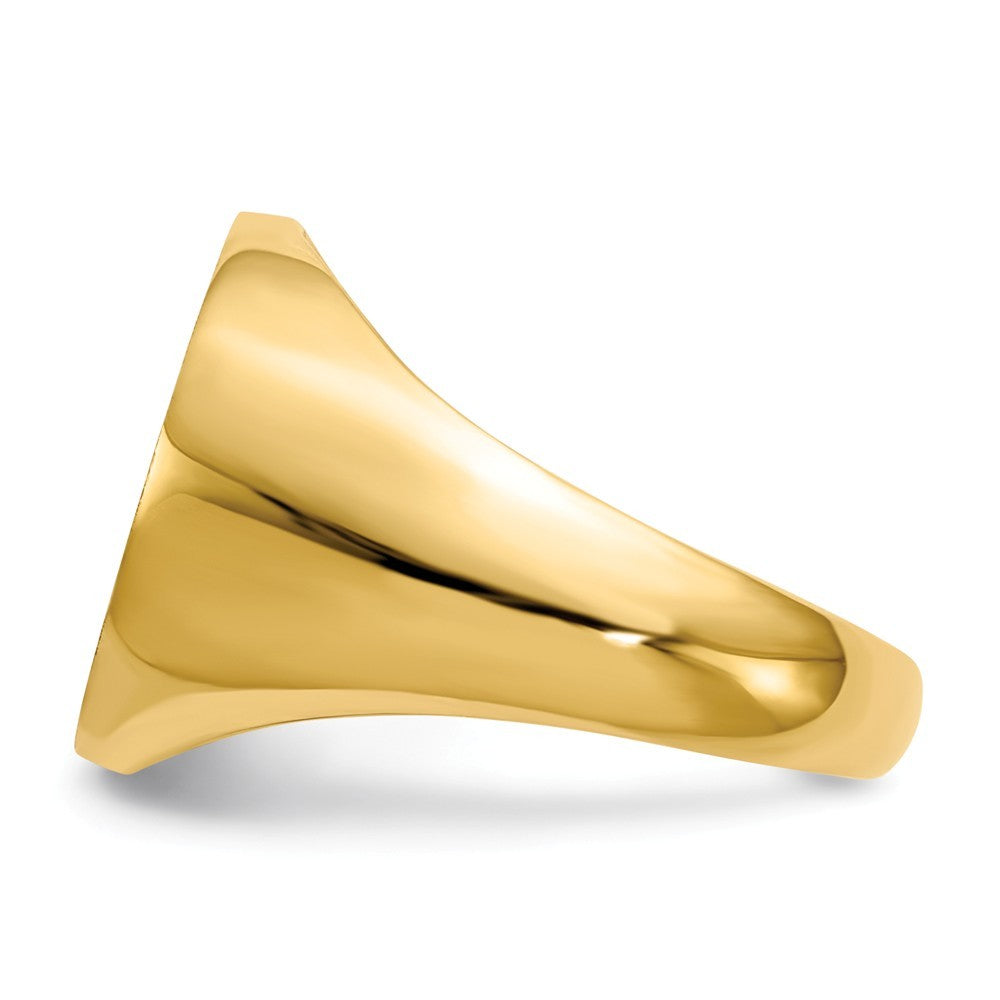 Solid Closed Back 15mm Round Signet Ring Custom Personalized with Free Engraving Available of Initials or Monogram in Solid 14K Yellow Gold
