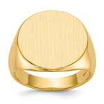 Load image into Gallery viewer, Mens Large Round Signet Ring Custom Personalized with Free Engraving Available of Initials or Monogram in Solid 14K Yellow Gold
