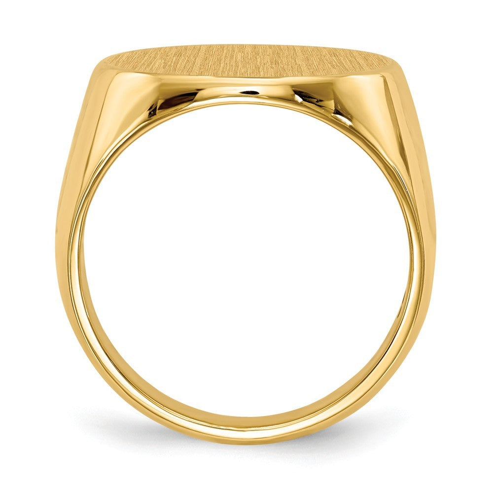 Mens Large Round Signet Ring Custom Personalized with Free Engraving Available of Initials or Monogram in Solid 14K Yellow Gold