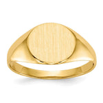 Load image into Gallery viewer, Open Back 8.5mm Round Signet Ring Custom Personalized with Free Engraving Available of Initials or Monogram in Solid 14K Yellow Gold
