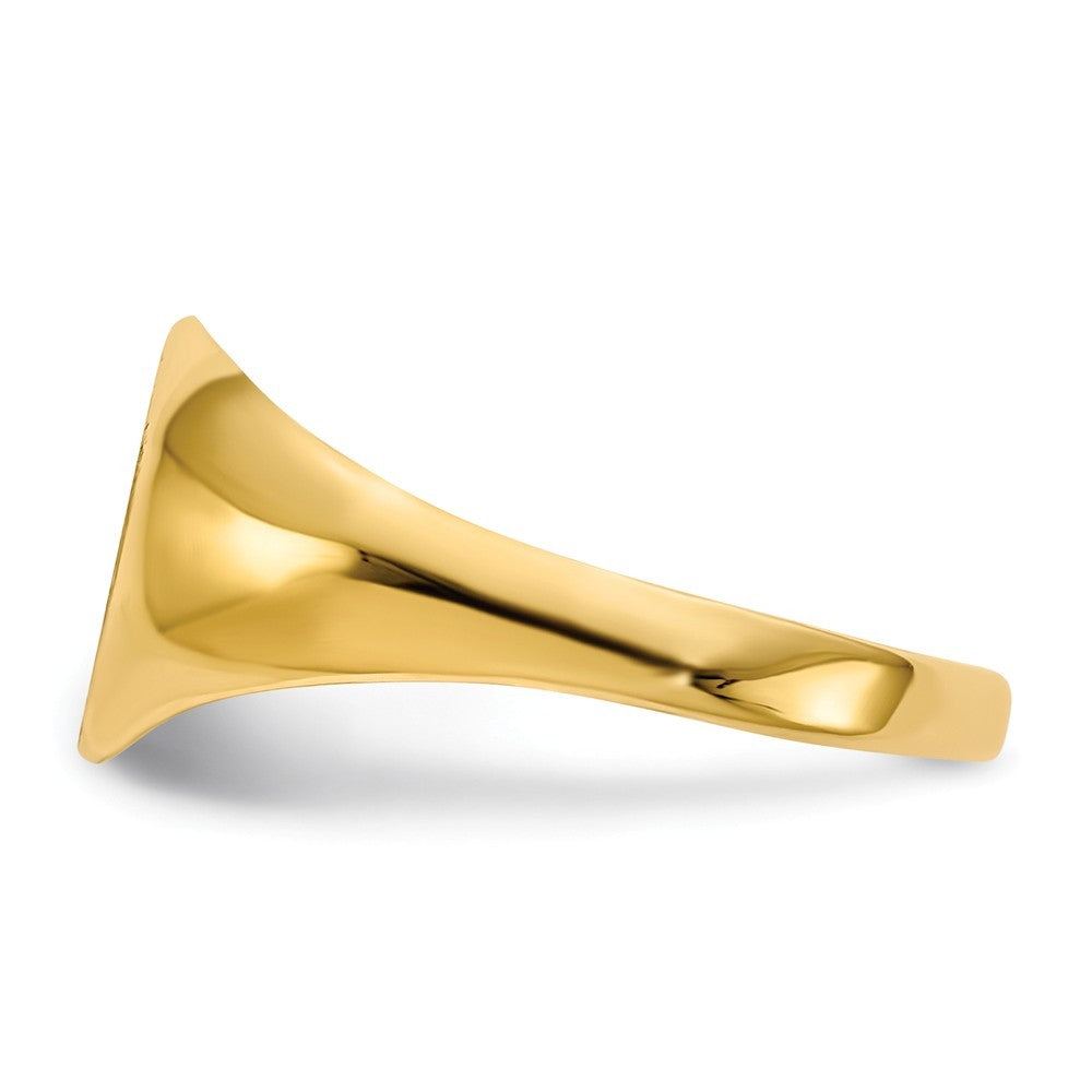 Open Back 8.5mm Round Signet Ring Custom Personalized with Free Engraving Available of Initials or Monogram in Solid 14K Yellow Gold