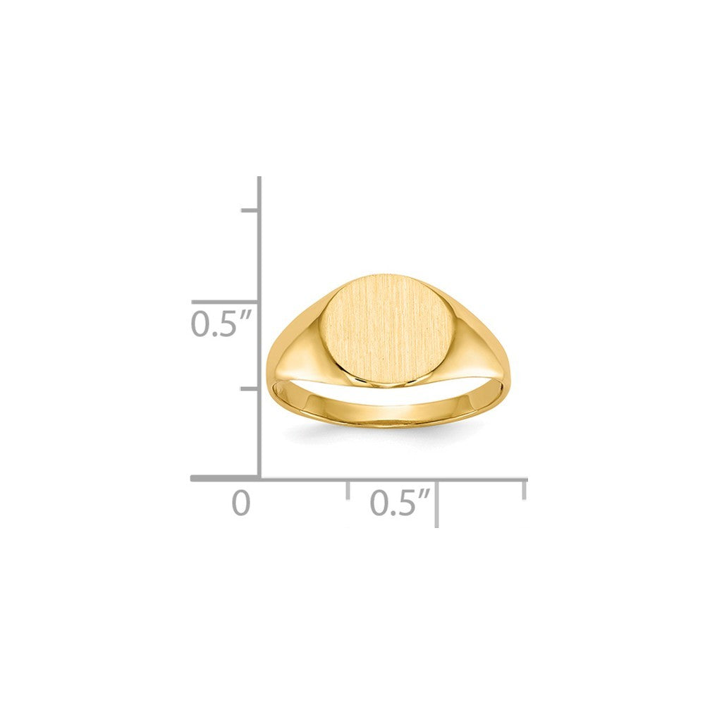 Open Back 8.5mm Round Signet Ring Custom Personalized with Free Engraving Available of Initials or Monogram in Solid 14K Yellow Gold