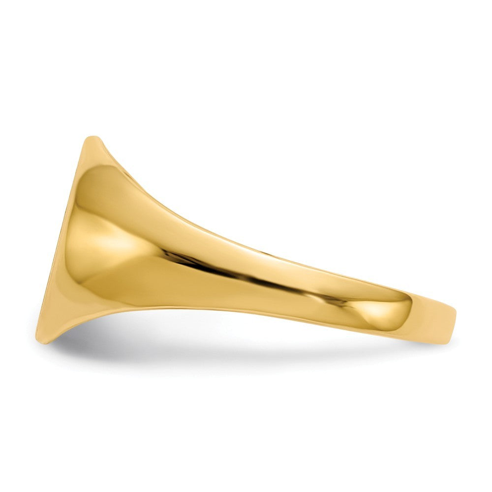 Open Back 9.8mm Round Signet Ring Custom Personalized with Free Engraving Available of Initials or Monogram in Solid 14K Yellow Gold