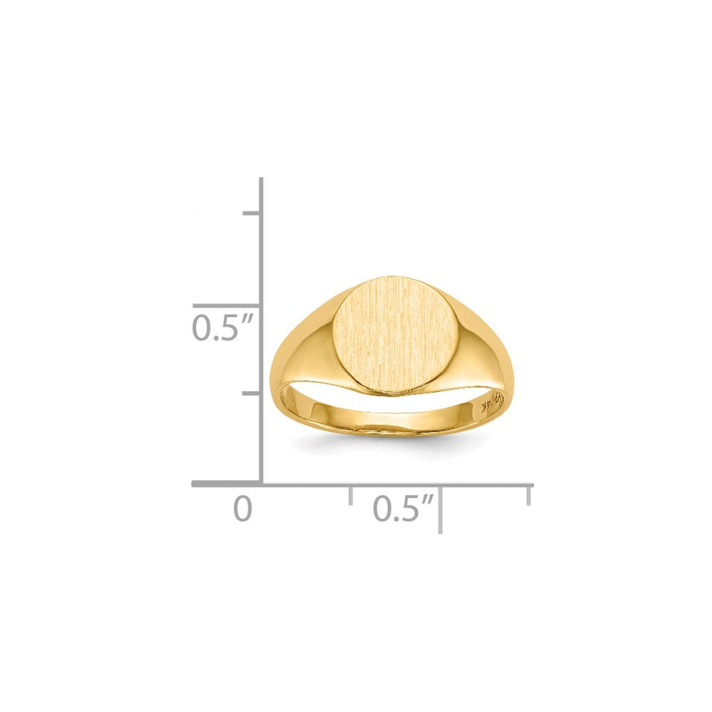 Open Back 9.8mm Round Signet Ring Custom Personalized with Free Engraving Available of Initials or Monogram in Solid 14K Yellow Gold
