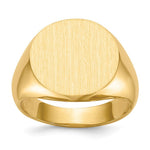 Load image into Gallery viewer, Open Back 15mm Round Signet Ring Custom Personalized with Free Engraving Available of Initials or Monogram in Solid 14K Yellow Gold
