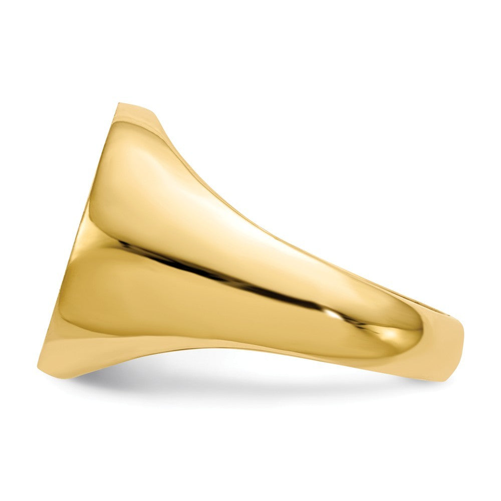 Open Back 15mm Round Signet Ring Custom Personalized with Free Engraving Available of Initials or Monogram in Solid 14K Yellow Gold