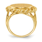 Load image into Gallery viewer, Open Back Open 14mm Round with Twist-spiral Edge Signet Ring Custom Personalized with Free Engraving Available of Initials or Monogram in Solid 14K Yellow Gold
