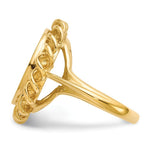 Load image into Gallery viewer, Open Back Open 14mm Round with Twist-spiral Edge Signet Ring Custom Personalized with Free Engraving Available of Initials or Monogram in Solid 14K Yellow Gold
