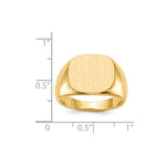 Load image into Gallery viewer, Solid Closed Back 15mm Square Top Signet Ring Custom Personalized with Free Engraving Available of Initials or Monogram in Solid 14K Yellow Gold
