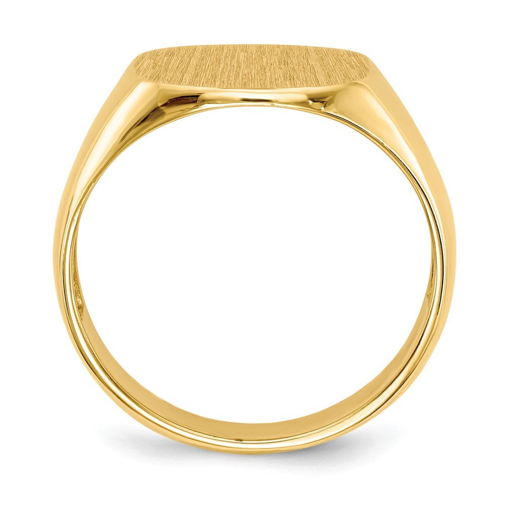 Mens Rounded-Square Signet Ring Custom Personalized with Free Engraving Available of Initials or Monogram in Solid 14K Yellow Gold