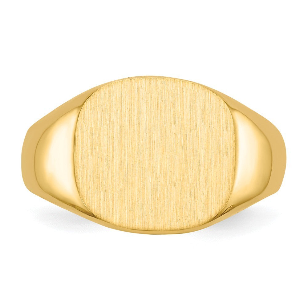 Mens Rounded-Square Signet Ring Custom Personalized with Free Engraving Available of Initials or Monogram in Solid 14K Yellow Gold