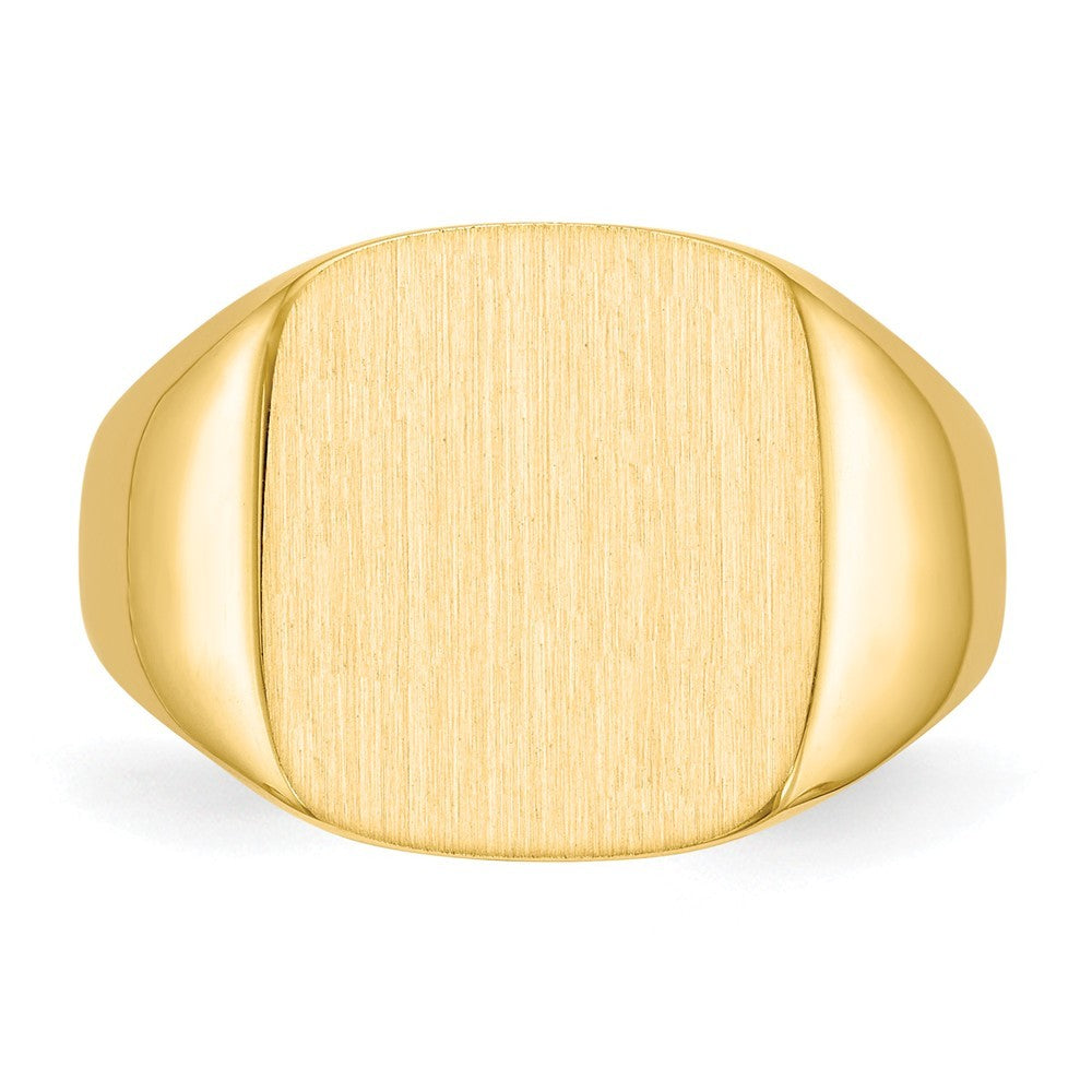 Mens Rounded-Square Signet Ring Custom Personalized with Free Engraving Available of Initials or Monogram in Solid 14K Yellow Gold