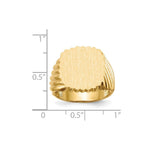 Load image into Gallery viewer, Mens Rounded-Square Ridged Signet Ring with Free Engraving Available of Initials Monogram in Solid 14K Yellow Gold
