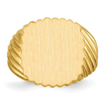 Load image into Gallery viewer, Mens Rounded-Square Ridged Signet Ring with Free Engraving Available of Initials Monogram in Solid 14K Yellow Gold
