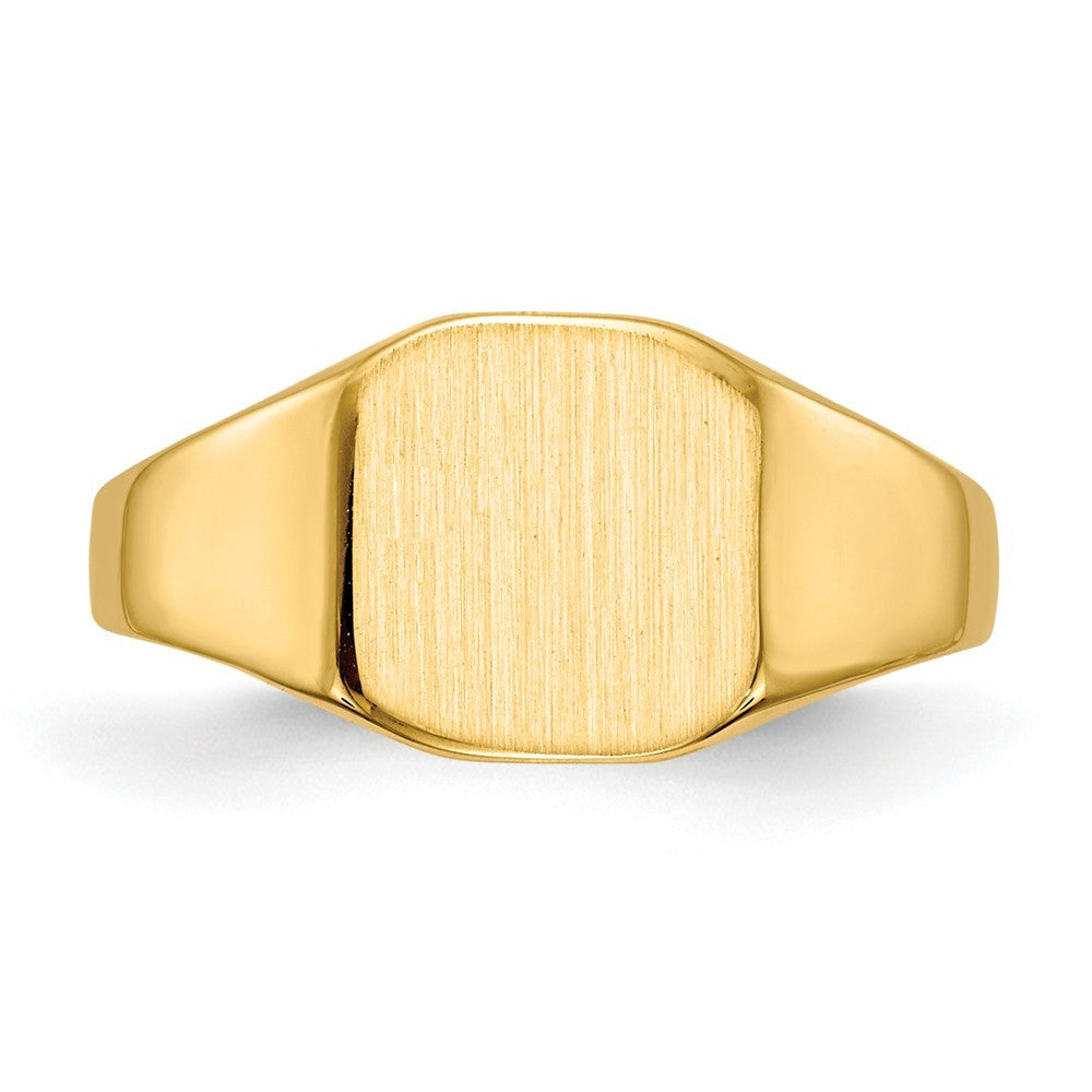 Solid Back Mens or Ladies Signet Ring Custom Personalized with Free Engraving Available of Initials in Solid 14K Yellow Gold