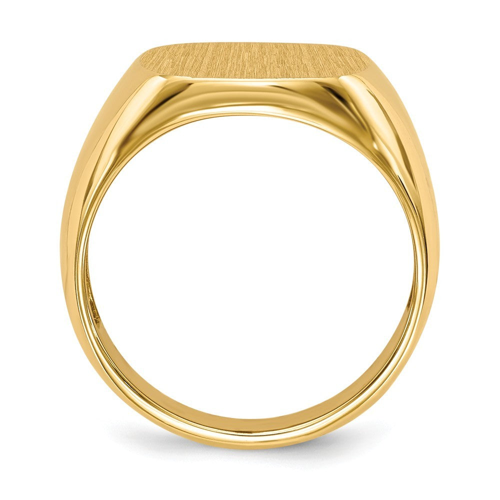Mens Rounded-Square Solid Back Signet Ring with Free Engraving Available of Initials Monogram in Solid 14K Yellow Gold