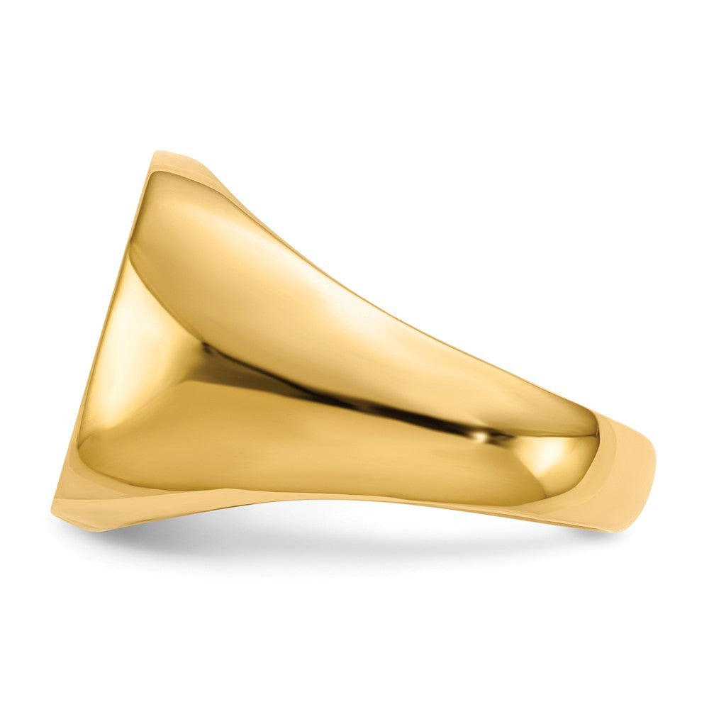 Mens Rounded-Square Solid Back Signet Ring with Free Engraving Available of Initials Monogram in Solid 14K Yellow Gold