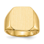 Load image into Gallery viewer, Mens Tapered Square Solid Back Signet Ring with Free Engraving Available of Initials Monogram in Solid 14K Yellow Gold

