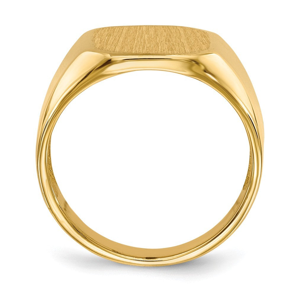 Mens Tapered Square Signet Ring Custom Personalized with Free Engraving Available of Initials or Monogram in Solid 14K Yellow Gold