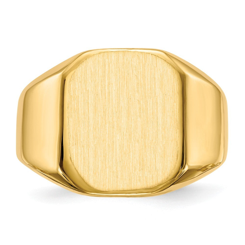Mens Tapered Square Signet Ring Custom Personalized with Free Engraving Available of Initials or Monogram in Solid 14K Yellow Gold