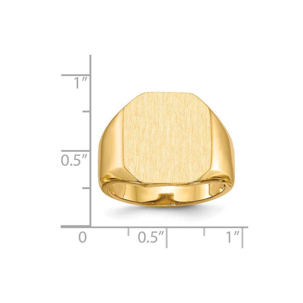 Mens Tapered Square Signet Ring Custom Personalized with Free Engraving Available of Initials or Monogram in Solid 14K Yellow Gold